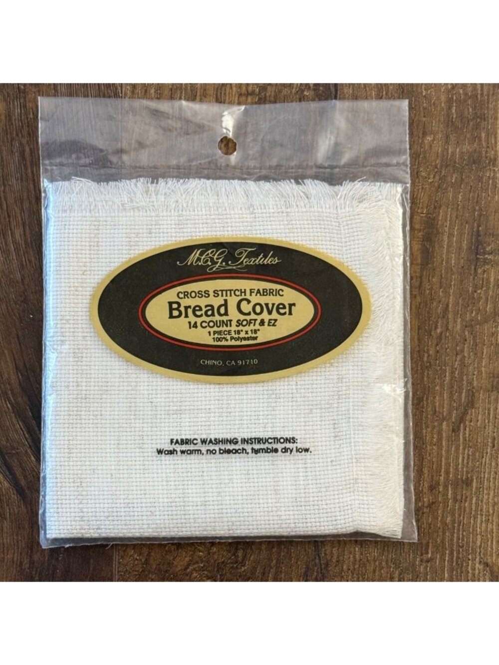 MCG Textiles Cross Stitch Fabric Bread Cover 18"x18" Fringed Edge